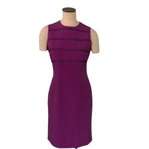 VTG Studio Pat Argenti Lined Sheath Dress Sz 6 Purple Embroidered Bodice #216F